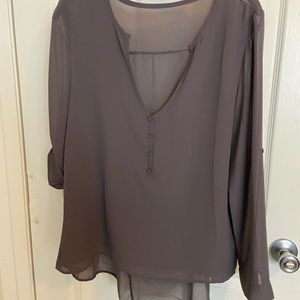 Top, very sheer, large, can be worn with long sleeves or 3/4 sleeves.